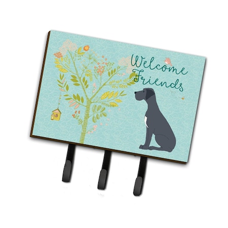 Micasa Welcome Friends Black Great Dane Leash or Key Holder6 x 2 x 9 in. MI951073